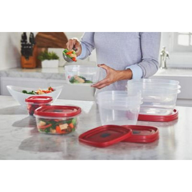 Rubbermaid Easy Find Lids Food Storage Container Rectangular 14 Cup Racer  Red