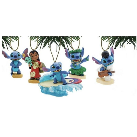 Lilo & Stitch Set Of 5 Ornaments Pvc Figure Figurine 3” Surfer Elvis Hula Charms