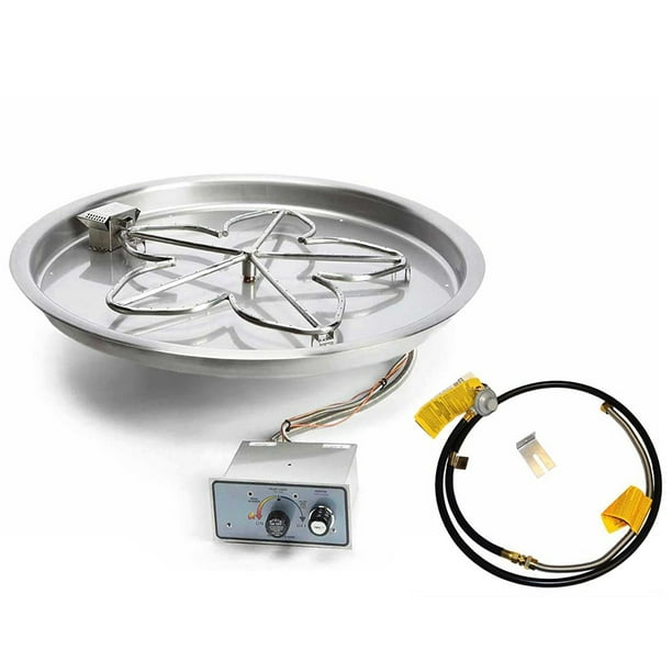 HPC Fire Push Button Flame Sensing Gas Fire Pit Kit, 24" Pan 18" Penta