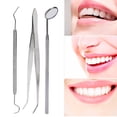 thumbnail image 2 of 3 unids/set herramienta Dental de acero inoxidable, pinzas para sonda de espejo bucal, Kit de higiene para limpieza de dientes, 2 of 8