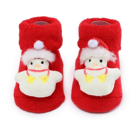 

Esho Christmas 3D Cartoon Anti-Slip Baby Booties Socks Infants Newborn Winter Warm Floor Slippers Socks Size 0-12 Months