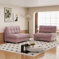 thumbnail image 3 of JONPONY 87.7 " Could Sectional Sofa, Love seat sofa, frosted velvet minimalist modern sofa, suitable for living room, apartment, bedroom, office,Pink, 3 of 8