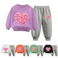 thumbnail image 5 of Odeerbi 1-10 Years Kids Boys Girls Valentines Day Outfits Love Print Crewneck Sweatshirts Sweatpants Cute Solid Color Heart Print Soft Long Sleeve Sweatsuits Kids Boys Girls Clothes, 5 of 5