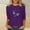 Purple, variant on Runfenguu Y2K Top Graphic Tees For Women Trendy Ladies' Easter Day Printed Round Neck Three Quarter Sleeve 3/4 Sleeve T-Shirt Loose