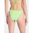 thumbnail image 3 of No Boundaries Hibiscus Low Rise Lettuce Edge String Swim Bottoms, Women's XXS-XXL, 3 of 5