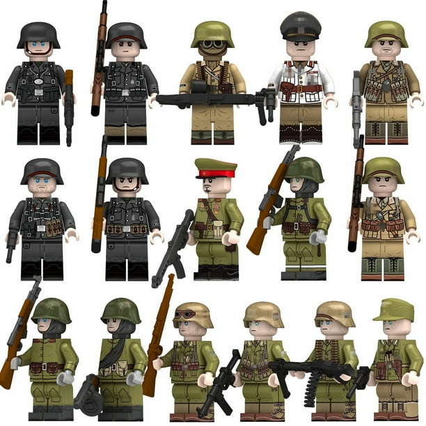 Figuras de Soldados de Bloques de Construcción, Set de 12 Piezas de Combate Histórico | Juguetes para Fiestas y Regalos