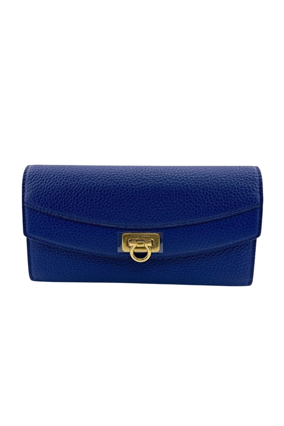 Pre-Owned Salvatore Ferragamo 220023CALF Gancini Hardware Long Wallet, Card Holder, Coin Purse,...
