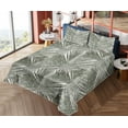 thumbnail image 4 of Ambesonne Palm Leaf Fitted & Flat Sheet with Shams 4 Pcs Set, Vintage Hawaii Pattern, Queen, Taupe Sage Green, 4 of 5