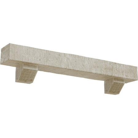

Ekena Millwork 4 H x 6 D x 72 W Rough Cedar Faux Wood Fireplace Mantel Kit w/ Ashford Corbels White Washed