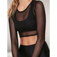 thumbnail image 5 of Womens Mesh Long Sleeve Tops See Through Tee Shirts Party Club Night Lace Blouse Short Black XL, 5 of 10