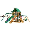 Gorilla Playsets Frontier Cedar Swing Set with Green Vinyl Canopy and Timber Shield Posts