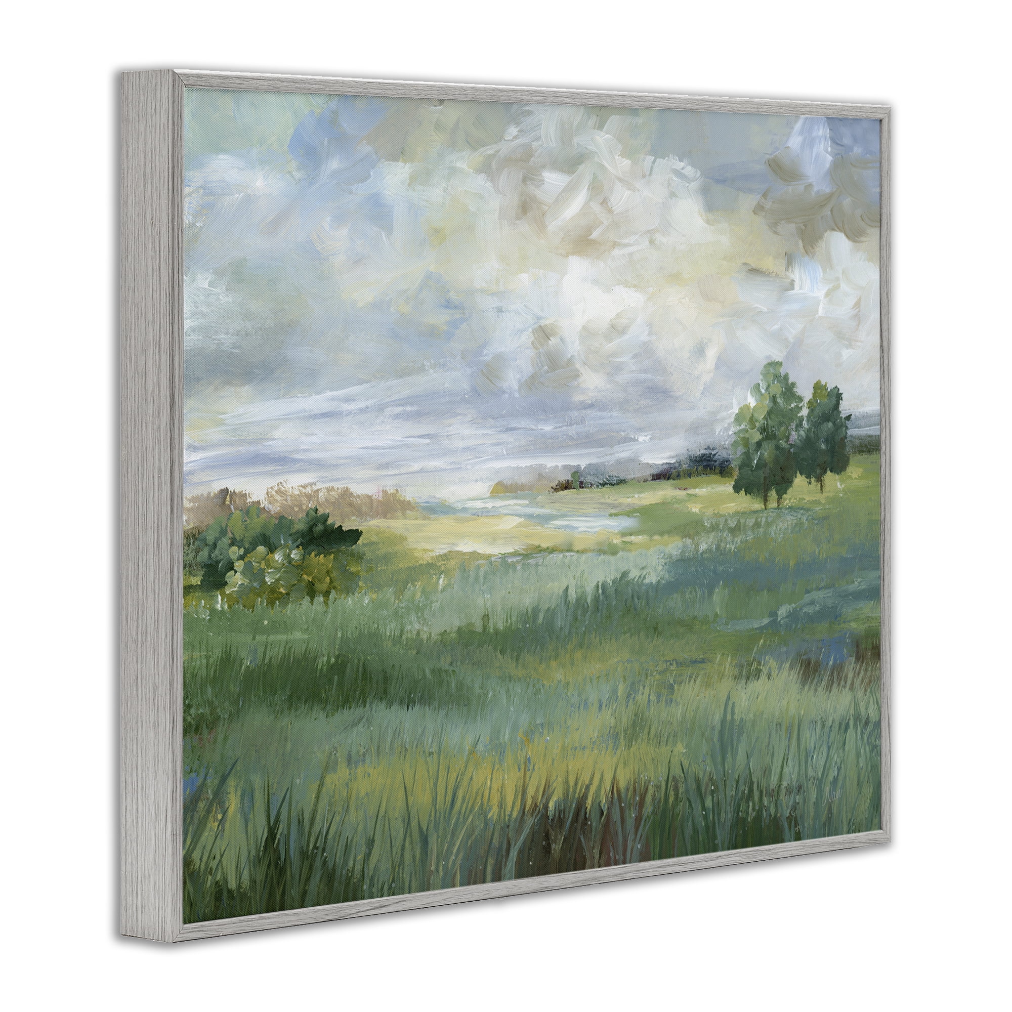 Stupell Industries Idyllic Summer Field Gray Framed Giclee Art, design by Nan