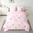thumbnail image 2 of Manfei Girly Pink Bow-tie Bed in a Bag King size, Kawaii Bow Bed Set, Princess Style Reversible Bedding King Size, Lightweight Bedroom Decoration, 7pcs, 2 of 6