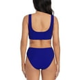 thumbnail image 3 of Kdxio Navy Print Women's 2 Piece High Waisted Wrap Spaghetti Strap Summer Swimsuit Bikini Set-X-Large, 3 of 7