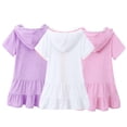 thumbnail image 4 of FLMEI 3-10T Girls Hoodies Dress for Toddler Kids Casual Short Sleeve Beach Dress Summer Soft Solid Color Swimsuits, 4 of 9