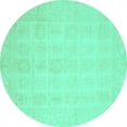 thumbnail image 1 of Ahgly Company Machine Washable Indoor Round Oriental Turquoise Blue Traditional Area Rugs, 4' Round, 1 of 4