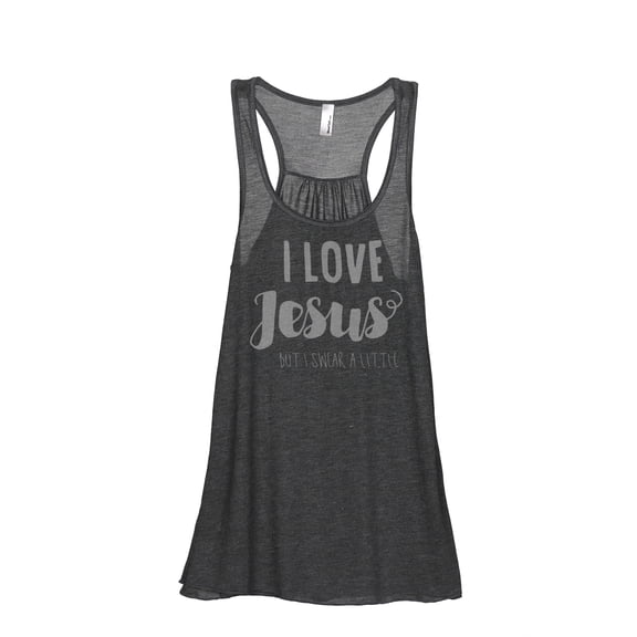 Thread Tank I Love Jesus Women's Sleeveless Flowy Racerback Tank Top Charcoal 2X-Large