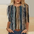 thumbnail image 2 of BangWanChi 3/4 Length Sleeve Womens Tops Women's Fashion Printed T-shirt 3/4 Sleeves Blouse Round Neck Casual Tops, 2 of 5