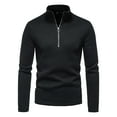 thumbnail image 2 of Men's Casual Autumn Solid Turtleneck Zipper Collar Blouse Long Sleeve Tops Men's Tees S, 2 of 7