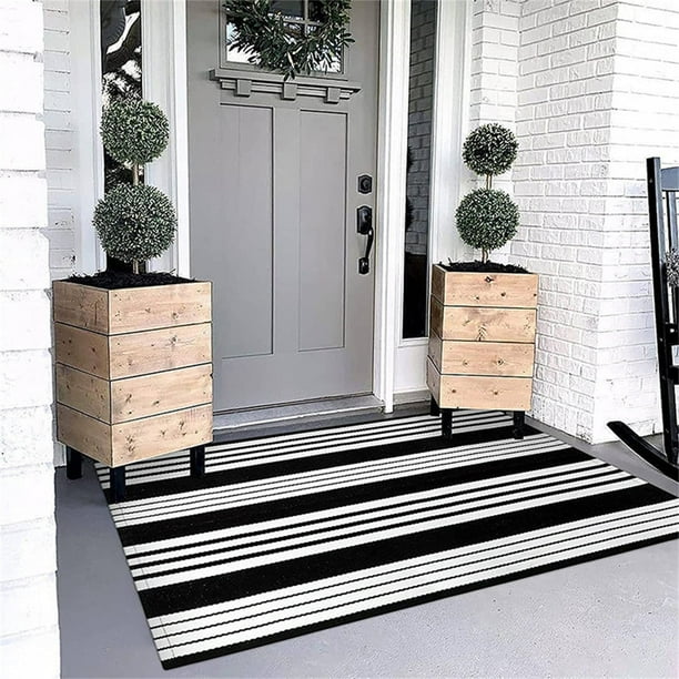 Tapetes para puertas interiores y exteriores lavables, tapetes para el baño antideslizantes, decoración de habitaciones, alfombra de rayas hecha a mano, lavable a máquina