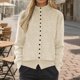 thumbnail image 4 of Suéter de cuello redondo para mujer, cárdigan holgado informal de color liso, chaqueta de manga larga, blusa para mujer, 4 of 4