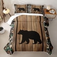 thumbnail image 2 of Castle Fairy Rustic Animal Bear Twin Quilt Set for Teens,Camouflage Lodge Autumn Leaf Twin Coverlet Set,Brown Green, 2 of 7