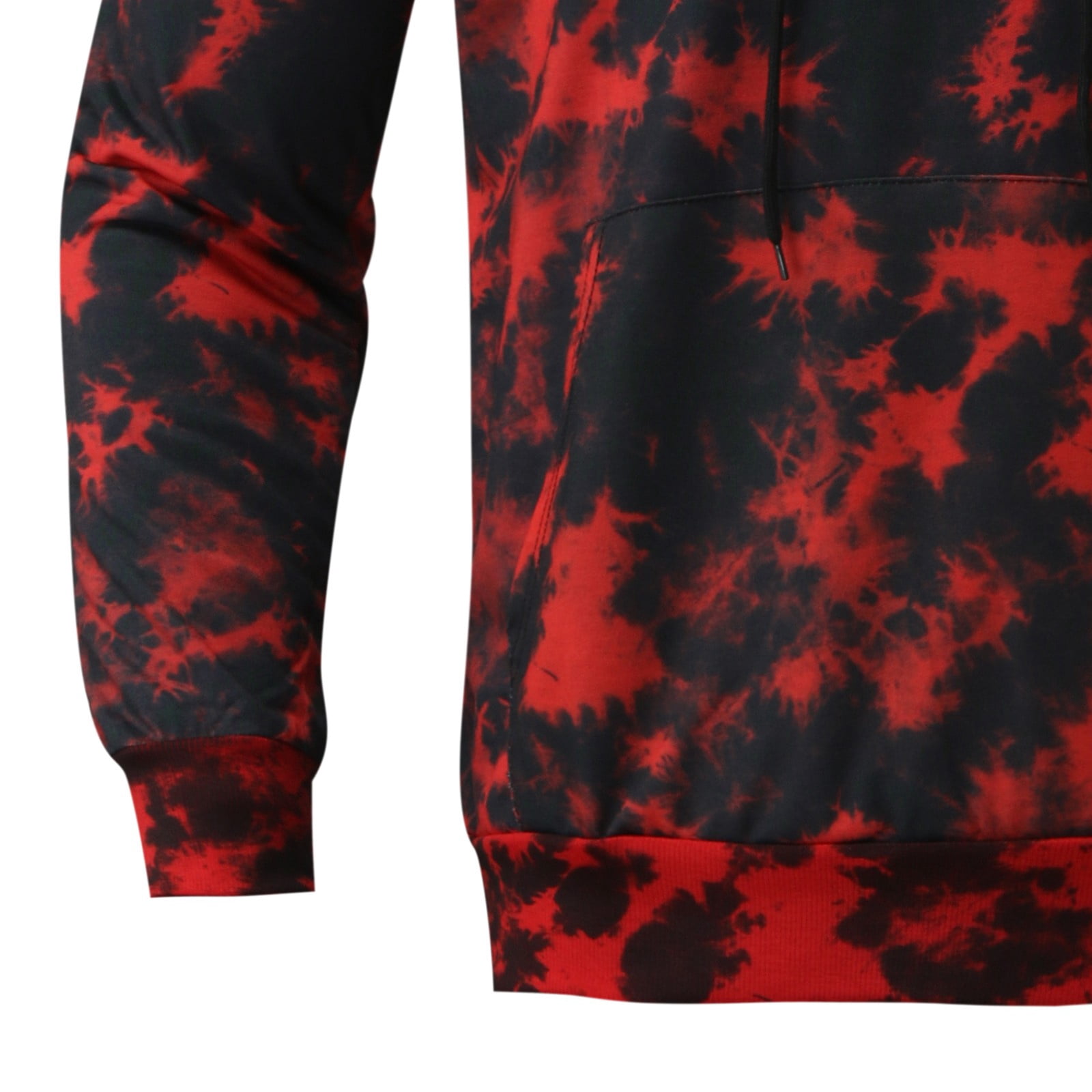 Lisingtool hoodies for men Mens Casual Color Block Tie-Dye Pullover Hooded Sweatshirt With Pocket Red