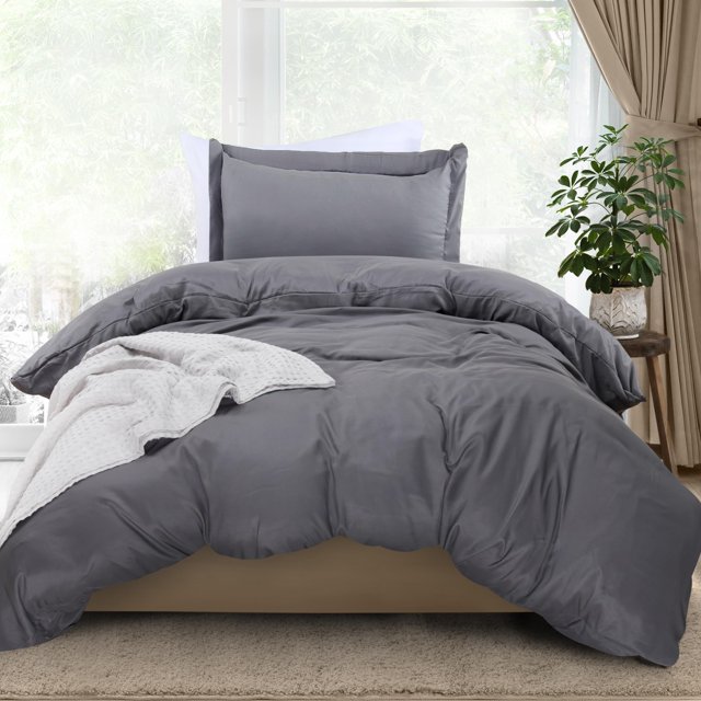 Juego de funda de edredón Utopia Bedding, tamaño doble, gris, 2 piezas