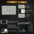 thumbnail image 3 of DOT Approved 4X6" LED Headlights Hi/Lo Beam for KW Kenworth T600 W900 T800 Truck Peterbilt 379 S10 RV Freightliner Semi 4PCS, 3 of 7