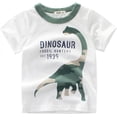 thumbnail image 2 of Camiseta para niños pequeños, ropa para bebés, blusa de manga corta con estampado de tiburón y dinosaurio, 2 of 5