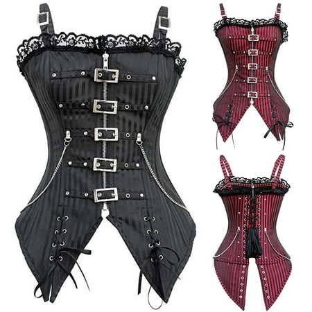 

Women s Steampunk Corset Gothic Punk Corset Lace Corset Top for Women Patchwork Overbust Bodice Renaissance Bustier