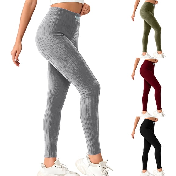 Stamzod High Waisted Leggings for Women Knit Ribbed Butt Lifting Leggings Fall Winter Stretchy Workout Yoga Pants