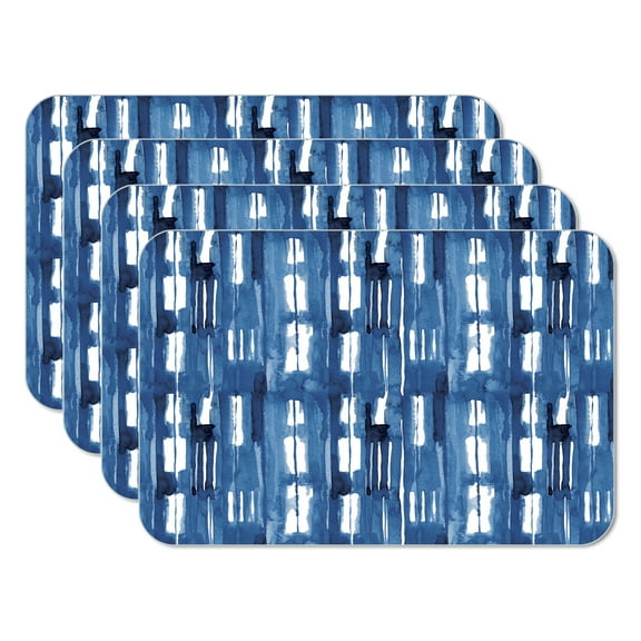 CounterArt "Shibori Blues" 4-Pack Reversible Tabletop Placemats
