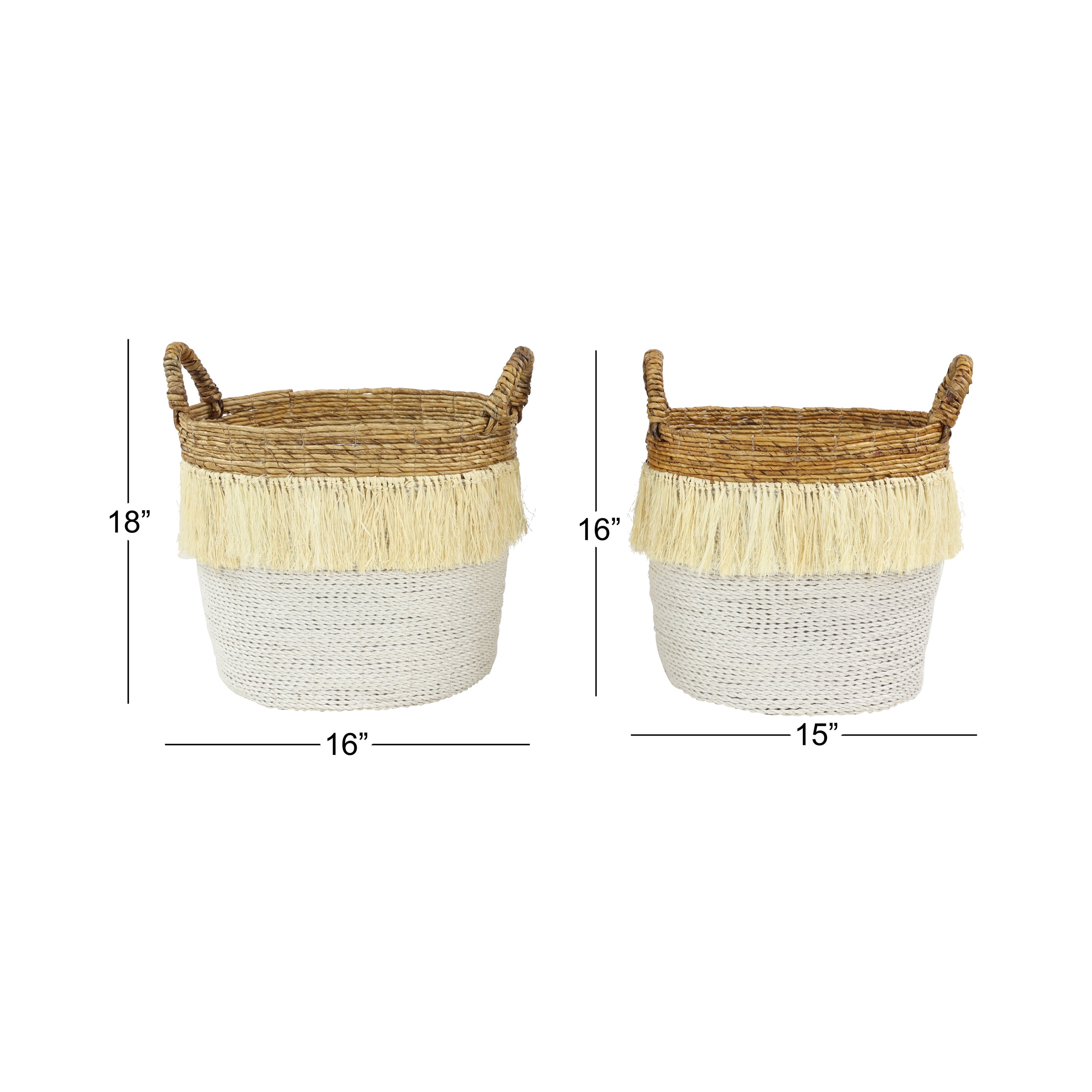 CosmoLiving by Cosmopolitan 18", 16"W White Dried Plant Storage Basket, 2-Pieces