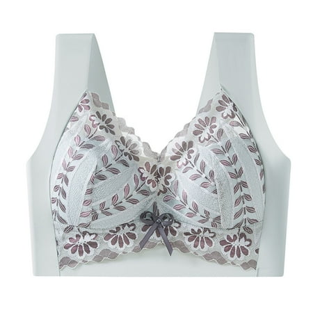 Women Bra Flower Print Push Up Racer Back Bras Add 2 Cup Sizes Cotton Wireless Bras No Padding Bralette Everyday Underwear for Seniors Plus Size My Orders Placed Recently By Me Blue 2L