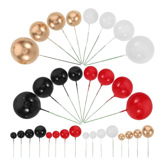 BESTYASH 32Pcs Vibrant Ball Cake Decoration Picks for Birthday Party and Wedding Cake Enhancements
