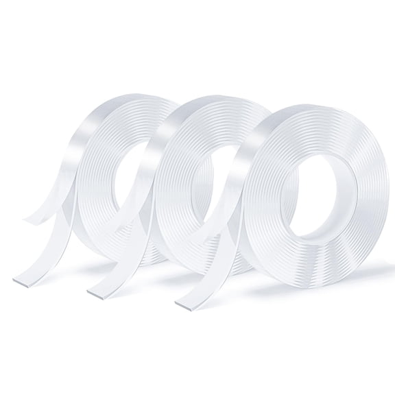 3 Rolls Double Sided Tape, Nano Tape, Transparent Adhesive Tape, Traceless Adhesive Tape, Removable, Washable, Reusable, Suitable for Carpets, Photo Walls, 9.85 Feet Per Roll