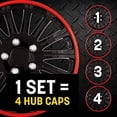 thumbnail image 2 of Pilot Automotive 16 Inch Formula Universal Hubcaps Set of 4 - Black/Red, 2 of 6