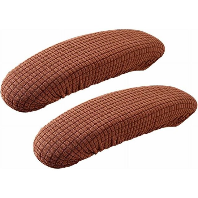 1 par de fundas para reposabrazos de silla de oficina de poliéster, extraíbles, elásticas, lavables, impermeables, cojines para reposabrazos extraíbles (café oscuro)