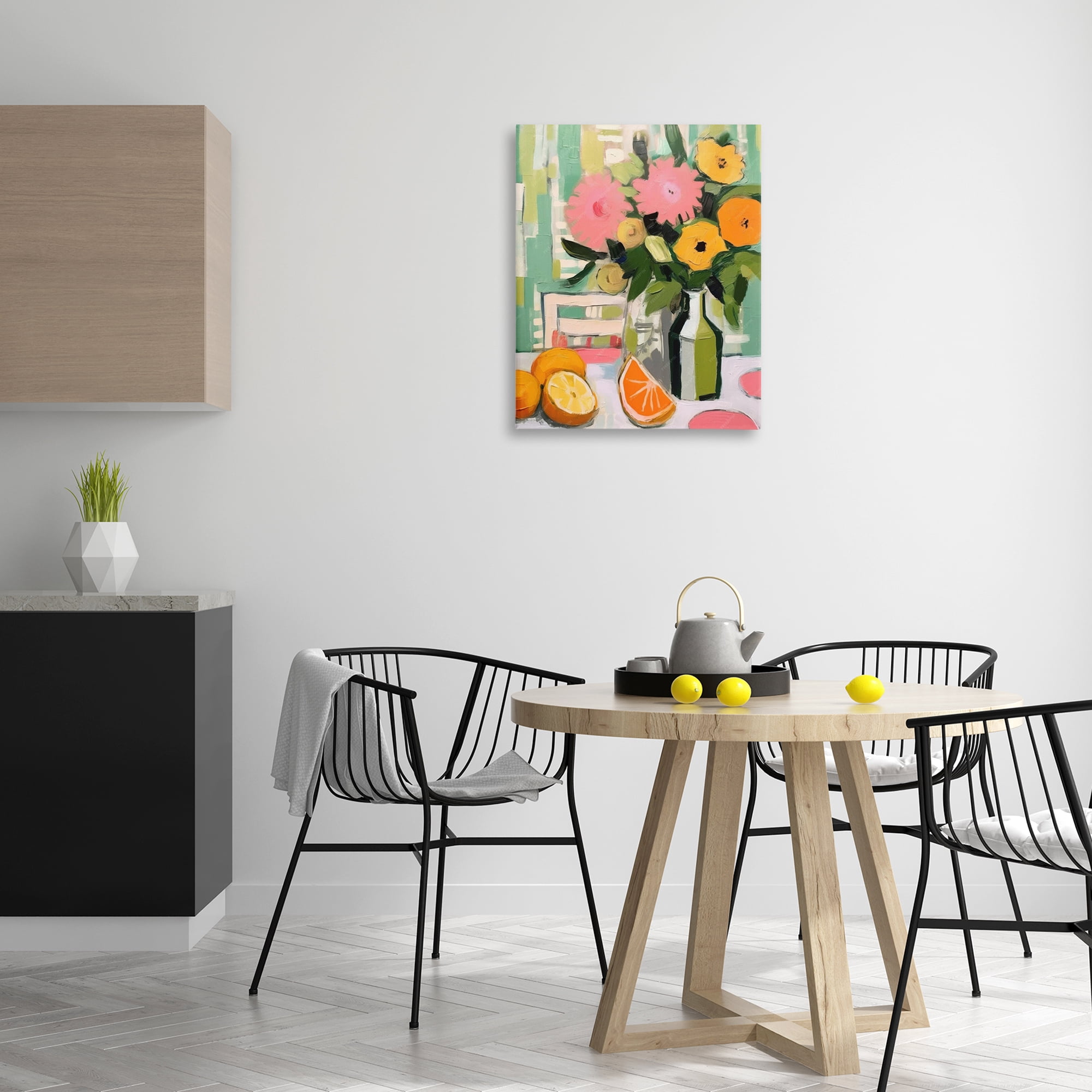 Stupell Industries Citrus Slices & Bouquet Food & Beverage Painting Wrapped Canvas Art Print Wall Art, 24 x 30