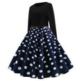 thumbnail image 4 of Wedding Guest Dresses for Women Long Sleeve Gothic Dresses for Women Fashion Womens A Line Flare Vintage Dress Prom Swing Short Sleeve Polka Dot printed Formal Dresses for Women（Navy,M）, 4 of 5