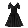 thumbnail image 4 of Fesfesfes Women Dress One Shoulder Solid Color Short Sleeves High Waist Formal Dress Plus Size $10, 4 of 9