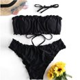 thumbnail image 1 of Women Elastic pleated Sexy Solid Color High Waist Split Swimsuit Bikini, 1 of 3