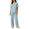 thumbnail image 7 of StSilkitty Pajama Sets for Women Short Sleeve Crewneck Tops and Pants Sleepwear 2 Piece Set Lightweight Casual Loungewear, 7 of 7