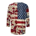 thumbnail image 3 of Plus Size July 4th Tshirts Womens 3/4 Length Sleeve Crewneck Graphic Tees Funny Holiday Patriotic Outfits Navy, M, 3 of 5