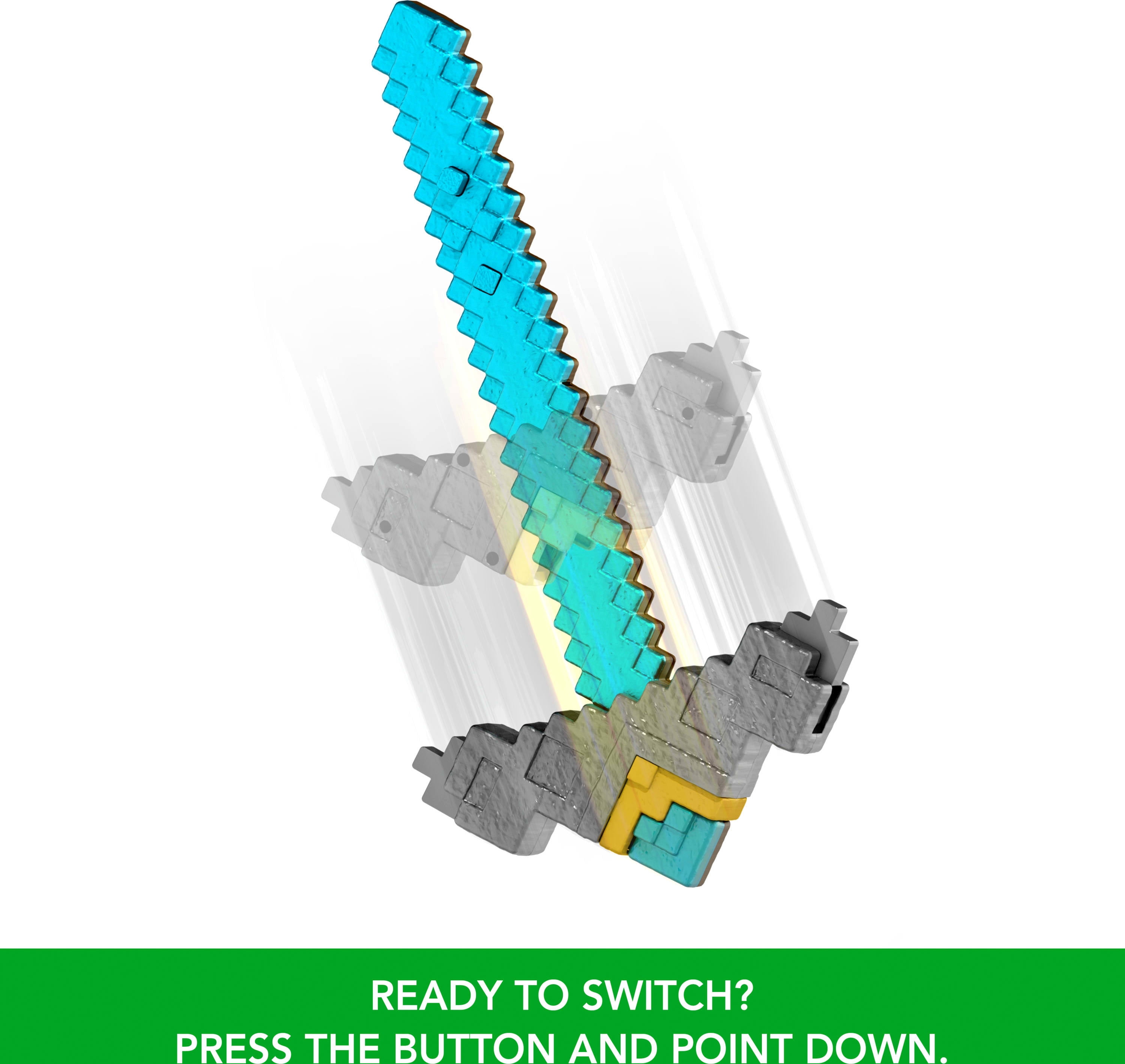Minecraft Click and Switch Sword and Pickaxe Role-Play 2-in-1 Toy Inspired by the Movie