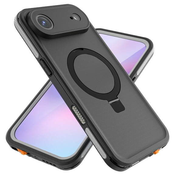 for iPhone Air Case Waterproof Shockproof Rugged Cover with Magnetic Ring Kickstand, TPU PC Full Body Protection, Anti-Drop Dustproof Slim Phone Case for iPhone Air, Gray