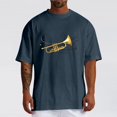 thumbnail image 2 of Rggeeun Men'S T-Shirts Trumpet Pattern Short Sleeve Crew Neck Loose Fit Soft Breathable for Summer Everyday Wear Stylish Tee,Navy,L, 2 of 5