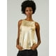 thumbnail image 2 of Allegra K Camiseta Sin Mangas Con Chaleco Brillante Metálico Brillante Sin Mangas Para Fiesta Y Club Para Mujer Oro S, 2 of 6
