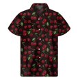 thumbnail image 2 of Camisa con estampado 3D de cerezas, manzanas y fresas para hombre, camisas hawaianas de verano con botones, manga corta, solapas sueltas, blusa hawaiana, 2 of 4